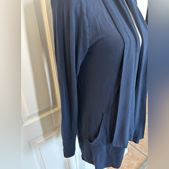 Athleta Modal Spandex blend Stretch Comfy Open Front Navy Cardigan Size Medium - Picture 3 of 8